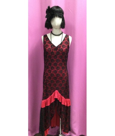 Red and Black Lace Gatsby Dress #1 ADULT HIRE